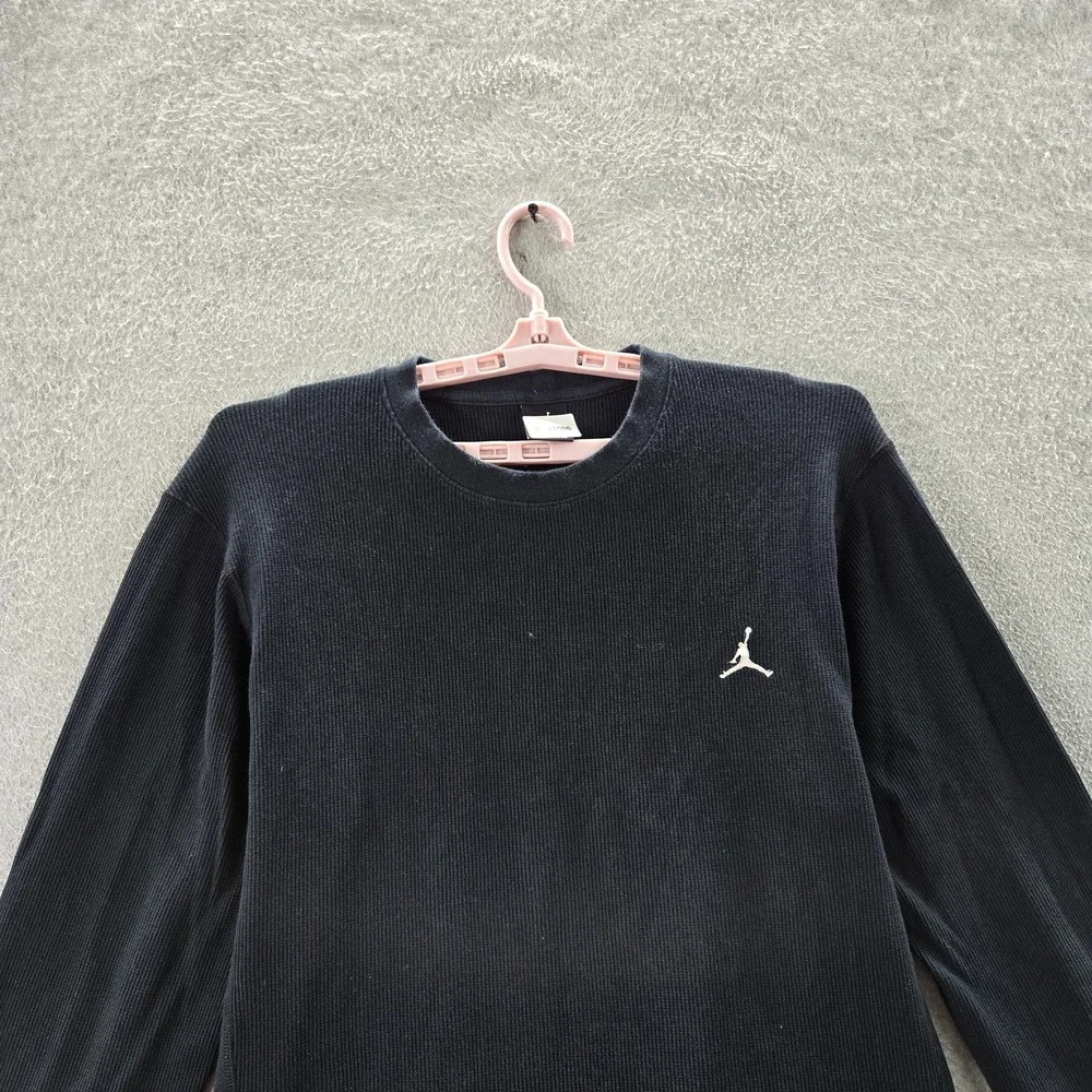 Jordan Men Sweatshirt XL Black Brooklyn Embroidered Jumpman Logo Thermal Knit‎